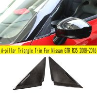 Real Carbon Fiber Car Styling A-Pillar Sticker Front Window Triangle Cover Trim for Nissan GTR R35 2008-2016 Accessories Kits