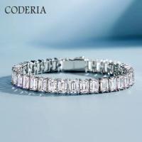 Emerald Cut High Carbon Diamond Bracelet All Diamond Sparkling 925 Sterling Silver Fine Bracelet Wedding Jewelry Women Gift