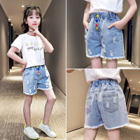 IENENS Summer Girls Jeans Causal Shorts Fashion Kids Denim Short Pants Children Bottoms for 4-12 Years Baby Clothes