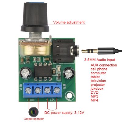 DC 3V-12V LM386 Mono Mini Power Amplifier Board YX1667 Audio Power Amplifier Board Adjustable Volume Mini Power Amplifier Module