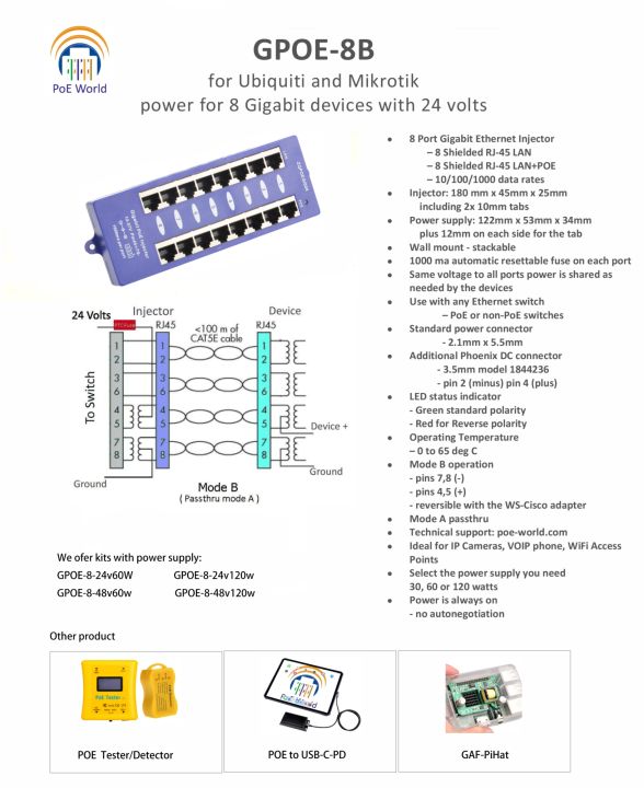 802-3af-poe-mid-span-mode-b-security-gigabit-8-port-poe-injector-networking-poe-injector-for-mikrotik-ubiquiti