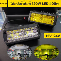 ไฟสปอร์ตไลท์ 120W 40ชิพ 12v-24v มีแสง ขาว กับ เหลือง ให้เลือก เสริมมอเตอร์ไซค์ รถยนต์ รถบรรทุก (จำนวน 1ดวง)