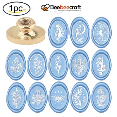 1PC Oval Wax Seal Stamp Head Rabbit Pattern Only Removable Sealing Brass Stamp Head for Craft Diy Wedding Decorative Invitation