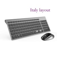 RussiaSpainUSAFranceItalyGermany Layout 2.4 GHz Ultra Thin Portable Wireless Keyboard Mouse, Full Size 2400 DPI Mouse,Black