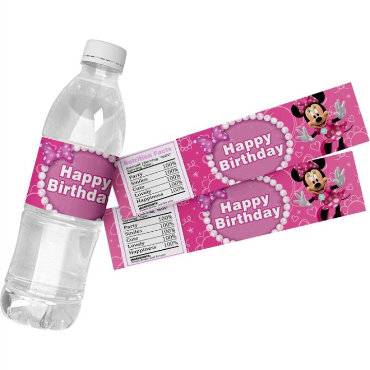 24pcs-cartoon-disney-minnie-mouse-water-bottle-stickers-labels-birthday-party-water-bottle-wraps-baby-shower-kids-party-decor-stickers-labels