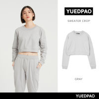 Yuedpao ยอดขาย No.1 รับประกันไม่ย้วย 2 ปี sweater  เสื้อยืดเปล่า เสื้อยืดสีพื้น เสื้อยืดSweater crop สี Gray