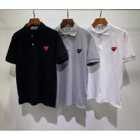 ◐✟ PLAY polo Comme Des Garcons CDG ใหม่ เสื้อยืดคอกลมแขนสั้นลำลองสำหรับผู้ชายและผู้หญิง