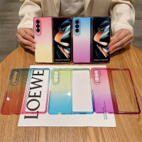 เคสโทรศัพท์แบบพับได้สำหรับ Samsung Galaxy Z Fold 3 Z Flod 4เคสพีซีแบบหนาค่อยๆเปลี่ยนสีใสป้องกันการตกฝาหลัง E