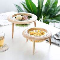 Creative UFO Glass Puppy Cat Dog Pet Food Bowl Stand Eating Drinking water Slope Base Wooden Frame Pets Supplies Feeding Dish