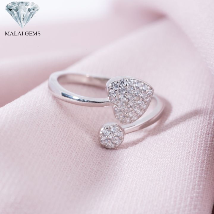 malai-gems-แหวนเพชร-แหวนเพชรหัวใจ-เงินแท้-925-เคลือบทองคำขาว-ประดับเพชรสวิส-cz-รุ่น-151-40r0021-แถมกล่อง-แหวนเงินแท้