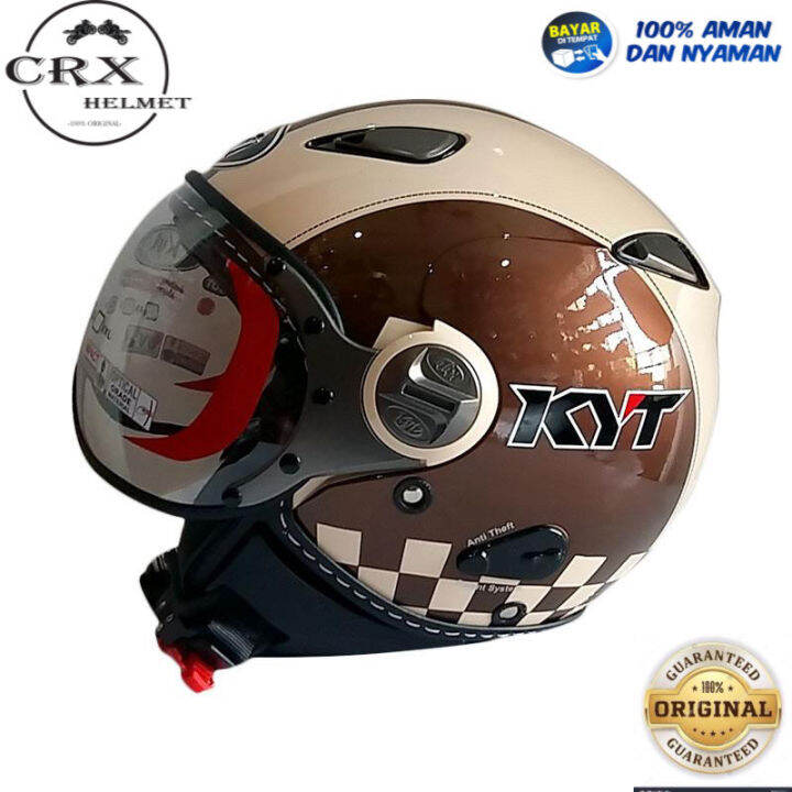 Helm Retro Half Face KYT Elsico 2 Cream Brown original terlaris