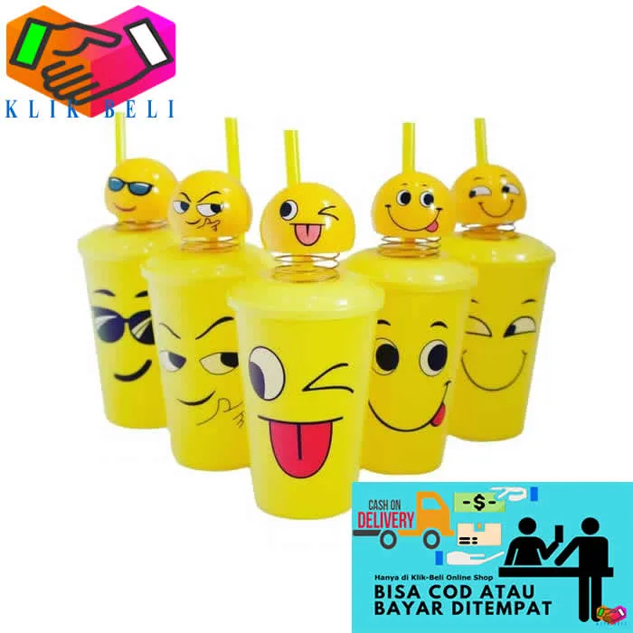 Klik-Beli Gelas Emoticon 500ml Tempat Minum Karakter Smile Botol Emoji ...
