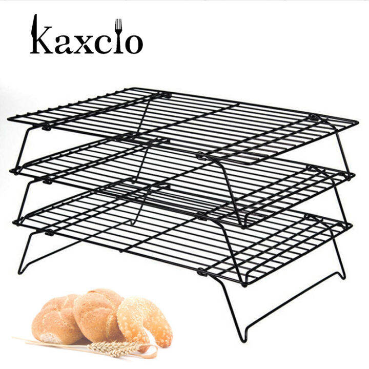Kaxcio 3 Layers Stackable Wire Grid Cooling Tray Cake Food Rack Oven Kitchen Baking Pizza Bread
