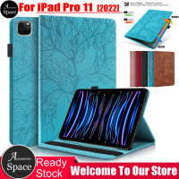 3D ต้นไม้สไตล์ปลอกสำหรับ Apple iPad Pro 11 (2022) แท็บเล็ตเคสที่มีคุณภาพสูงหนัง PU พลิกกระเป๋าสตางค์ยืนปกเชลล์สำหรับ iPad Pro 11นิ้ว6th ที่ A2435 A2761 A2762