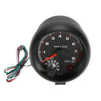 3.75" High Precision Car Universal Tachometer Gauge White Inter Shift light 0-8000 RPM Works on 4, 6, 8 cylinder engines