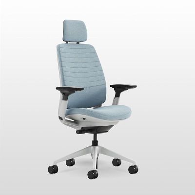 Modernform เก้าอี้ทำงาน Steelcase รุ่น Series 2 HIGH BACK โครงขาว พนักพิง เบาะหุ้มผ้า สีฟ้า BLUESTONE รับประกัน 12 ปี