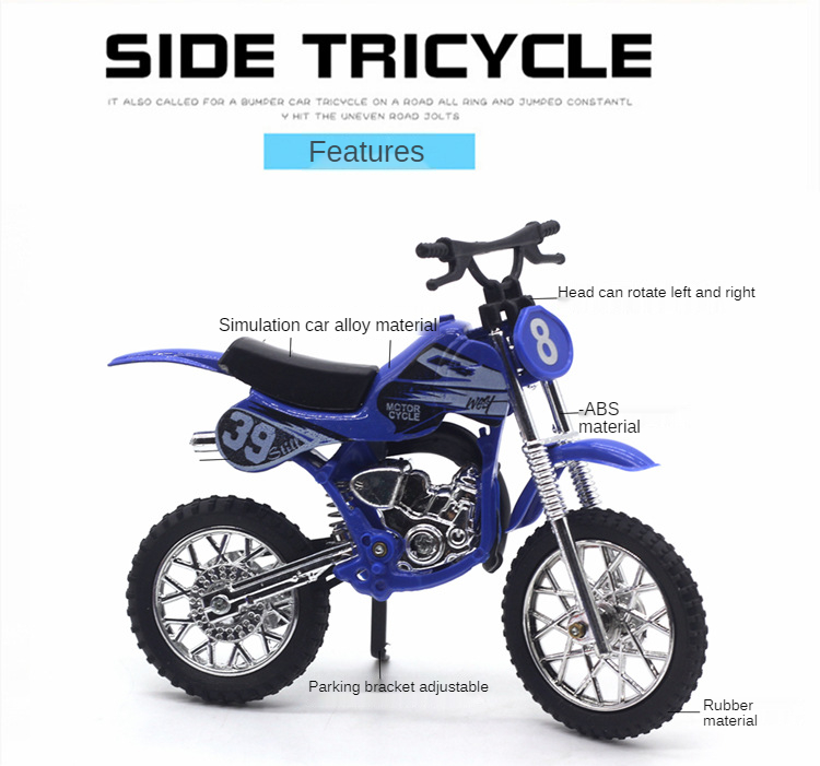 Sliding Motorcycle Model Toy 10.5*4.5*9cm 1:18 Scale Motocross DIRT Bike Craft 