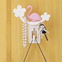 1Pcs Cute Cartoon Flamingo Nail-free Hooks Self Adhesive Bathroom Accessories Home Organizer Multifunction Storage Hanger