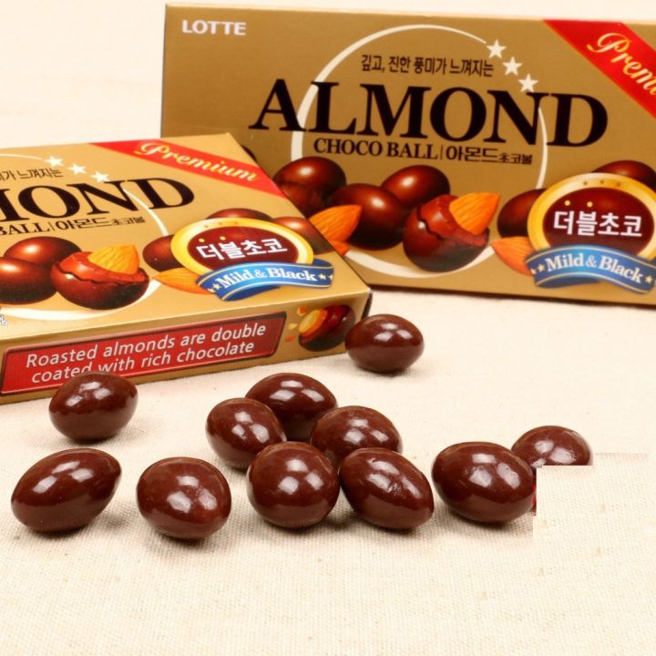 ขนมอัลมอนด์เคลือบช็อคโกแลต-จากเกาหลี-lotte-almond-choco-ball-46g