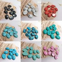 10pcs/Lot 8x10x12/10x14/13x18 /15x20mm Half Oval stone Black line Green/blue/pink/white/black/red turquoise Flat Back Cabochons