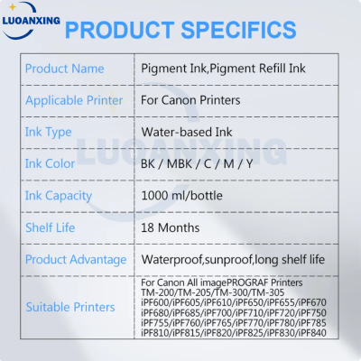 6 × 1000มล. เม็ดสีหมึกสำหรับแคนนอน PFI-107 PFI-120 PFI-102 PFI-707 PFI-710 TM-200 TM200 TM-205 TM-300 TM-305 PFI-320 Ipf670 Ipf680