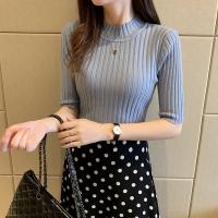 ✨40-100KG Wearable Women TopBasic Solid Color Half high collar Neck Slim Shirts Knitted Tops