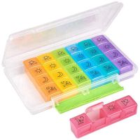 Large Daily Pill Organizer 4 Times A Day, Weekly Pill Box, 7 Day Pill Container Case with Moisture-Proof Design