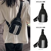 Summer all-match chest bag casual sports black canvas bag female 2023 new trendy shoulder messenger phone pocket 【QYUE】