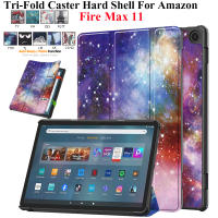 สำหรับ Amazon Fire สูงสุด11เคส Amazon Fire Max11 11นิ้ว Casing Tablet หนังแม่เหล็ก PU เคสตั้งได้พับสามทบ