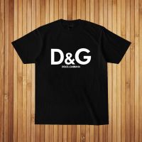 [S-5XL]D-g เสื้อยืดลําลอง ผ้าฝ้ายแท้ แขนสั้น คอกลม พิมพ์ลายบรรยากาศ สีดํา สีขาว ใส่สบาย เข้ากับทุกการแต่งกาย แฟชั่นสําหร