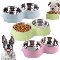 Double Pet Bowls Dog Food Water Feeder Stainless Steel Pet Drinking Dish Feeder Cat Puppy Feeding Supplies Small Dog Accessories