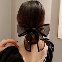 [hot]✉⊕  Temperament Mesh Large Bow Rhinestone Hair Clip Headwear Accessories for