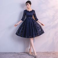 Banquet Evening Dress Womens 2022 New Summer Blue Birthday Party Socialite Party Daily Small Dress Skirt Short