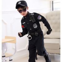 【Ready】? Childrens police officer costume boys and girls small military uniform special police field special forces suit kindergarten cosplay costume