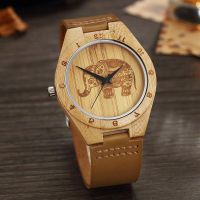 New products sell like hot cakes personality bamboo quartz watch classic elephant leather retro mute watch wholesale --Mens Watch238812☸