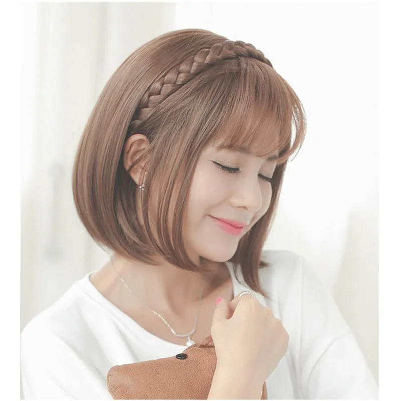 Synthetic Natural Headband Air Wigs Bangs With Braids Heat Resistant Air Bangs in Hair Extensions Hairpieces for Women Synthetic Natural Headband Air Wigs Bangs With Braids Heat Resistant Air Bangs in Hair Extensions Hairpieces for Women
