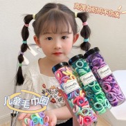 Hộp 100 dây buộc tóc nhiều màu phong cách Hàn Quốc xinh xắn cho bé
