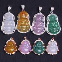 ZZOOI 925 Silver Inlaid Natural Agate  Guanyin Buddha Pendant Necklace Jewellery Fashion Accessories Hand-Carved Woman Luck Amulet