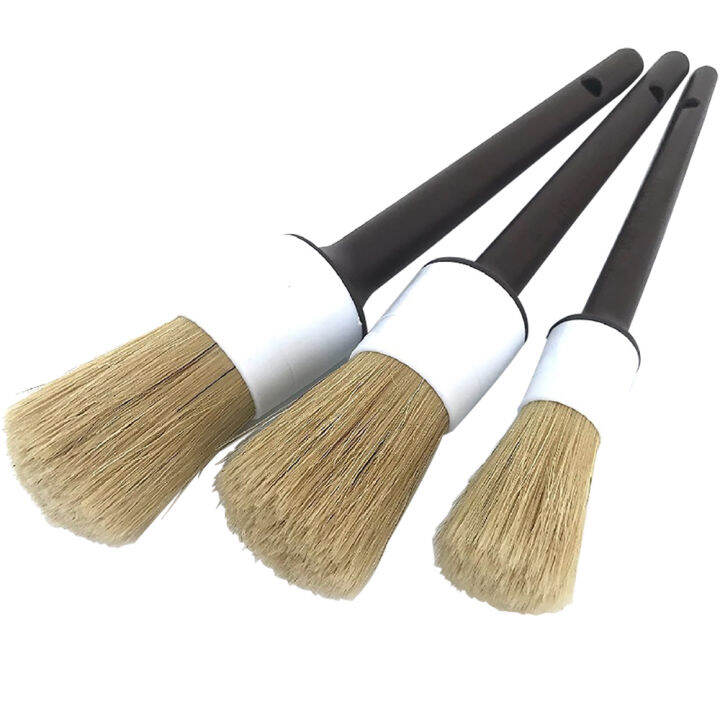 3* Bristle Car Detail Boars Hair BrushesAuto Detailing Cleaning Soft
