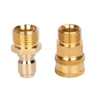 1 Pair Brass 3/8 Inch Quick Release Connector with M22 Thread 15mm Pin Adapter For High Pressure Washer Hose And Outlet Dropship Pipe Fittings Accesso