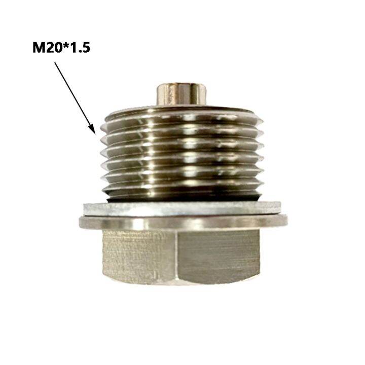 haotao-hardware-m20-m18-m12-m14-x-1-5สแตนเลสแม่เหล็กท่อระบายน้ำมันเสียบน็อตแคล้งสลักเกลียวปะเก็นทองแดง1ชิ้น