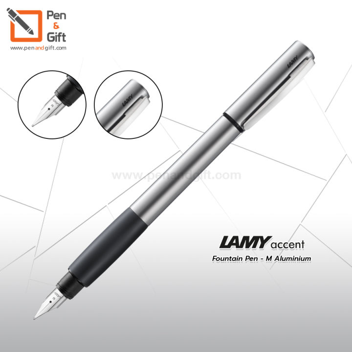 lamy-accent-fountain-pen-nib-m-aluminium-ai-kk-ปากกาหมึกซึมลามี่-แอคเซ้นท์-หัวm-สีอลูมิเนียม-ของแท้-100-penandgift