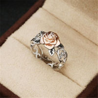 แหวนหมั้นแหวนแต่งงานของขวัญวันครบรอบสำหรับผู้หญิงขนาด6-11เครื่องประดับดอกไม้แฟชั่นแหวนดอกไม้925เงินสเตอร์ลิงสีพื้น14K ทองคำสีกุหลาบ