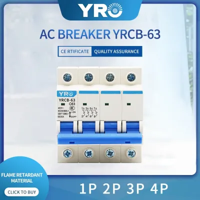4P AC 400V Mini Circuit breaker MCB 6A 10A 16A 20A 25A 32A 40A 50A 63A Circuit Protector YRCB 63