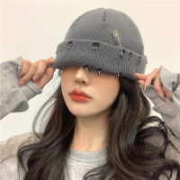 Winter Harajuku Beanies Knitted Hat Women Fashion Warm Thick Gorro Men Hip Hop Pin Hole Skullcap Short Hat Uni Basic Cap