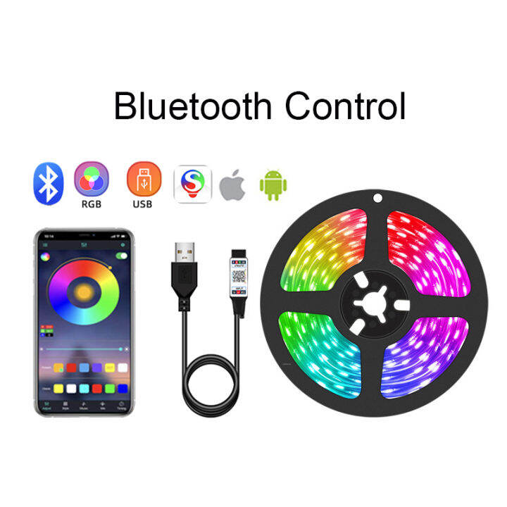 ไฟ-led-strip-bluetooth-smart-controller-24key-rgb-led-tape-5050ไฟนีออนแบบยืดหยุ่นแถบ-usb-ไฟ-led-ตกแต่ง5m