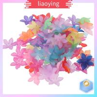 LIAOYING 100pcs สีผสมกัน ลูกปัดเคลือบด้าน สุ่มแบบสุ่ม สีสันสดใส ลูกปัดดอกลิลลี่ ดอกไม้ลูกปัดลูกปัด 25mm ครับ ลูกปัดหลากสี ทำเครื่องประดับ DIY