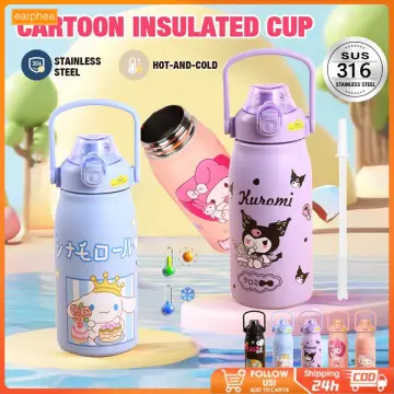 Kawaii Sanrio Thermos Cup Stainless Steel Water Bottle Sport Kuromi Vacuum  Flask Cinnamoroll Cup Thermal My Melody Children Gift