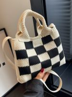 Uniqlo New Fashion version Knitted wool small bag for women 2023 new fashion woven plaid handbag niche ins versatile crossbody bag