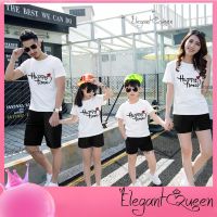 สง่างามเรียบหรู❤Queen Summer Matching Family Outfits Family Wear Short-Sleeved T-Shirt Parents Kids Tshirt